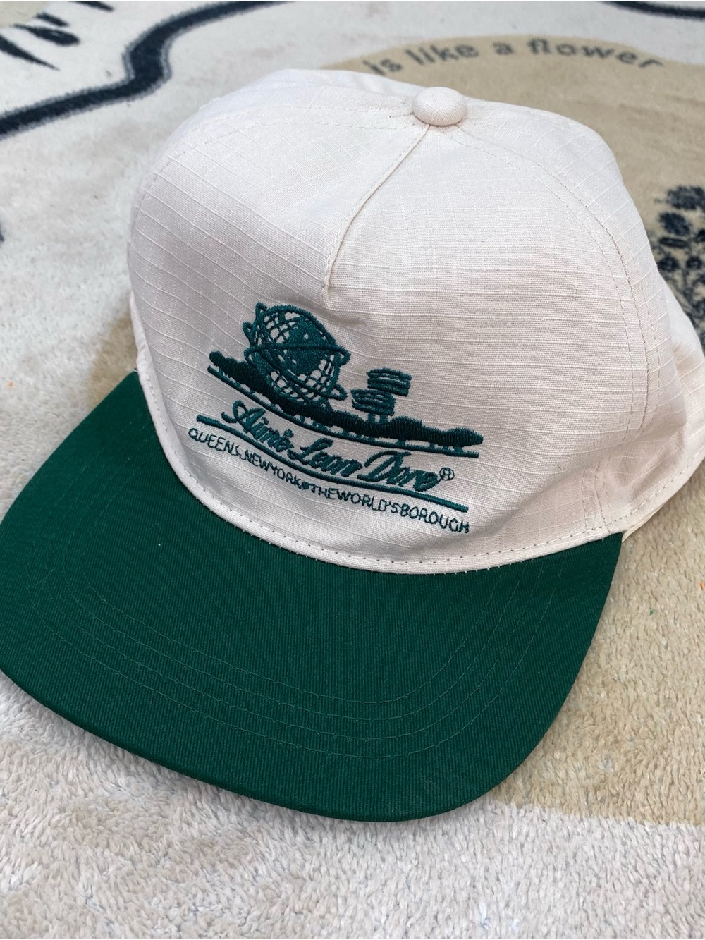 Aime Leon Dore Cream and Forest Green Globe Logo Baseball Cap